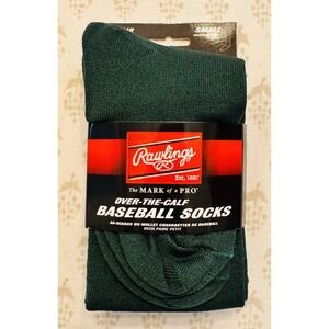 Rawlings Over-the-Calf Baseball Socks Small 2pr Dark Green Youth 3Y-5Y Women 4-6